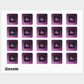 Sticker Carré Anniversaire violet rose parties scintillant monog (Feuille)