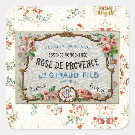 Sticker Carré Annonce Antique Rose Française (Devant)