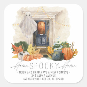 Sticker Carré Annonce de déménagement Porte d'entrée Halloween