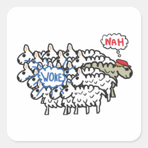 Sticker Carré Anti Woke Sheep