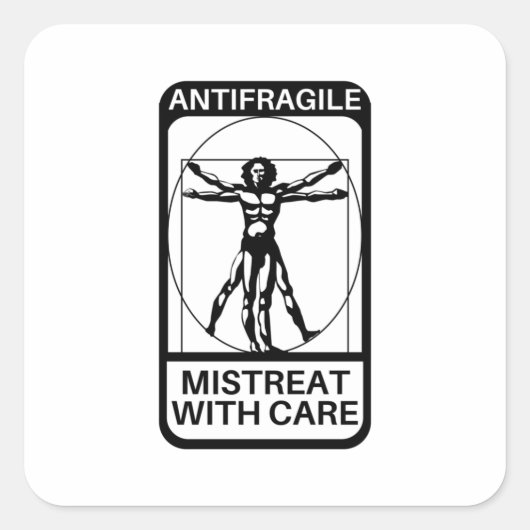 Sticker Carré Antifragile - Menace avec soin (Devant)