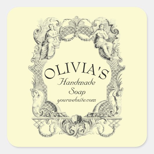 Sticker Carré Antique baroque Rococo Cartouche (Devant)
