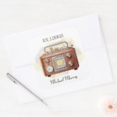 Sticker Carré Antique Boite radio en bois (Enveloppe)