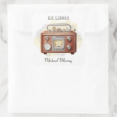 Sticker Carré Antique Boite radio en bois (Sac)