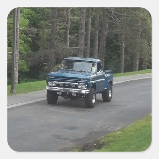 Sticker Carré Antique classic bleu GMC Pickup (Devant)