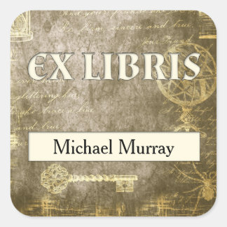 Sticker Carré Antique Ex Libris Plaques personnalisées