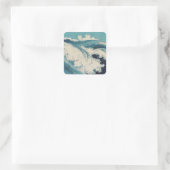 Sticker Carré Antique Japonais Bleu Vagues Océan Imprimer (Sac)