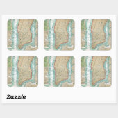 Sticker Carré Antique Map of Lower Manhattan and Central Park (Feuille)