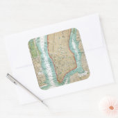 Sticker Carré Antique Map of Lower Manhattan and Central Park (Enveloppe)