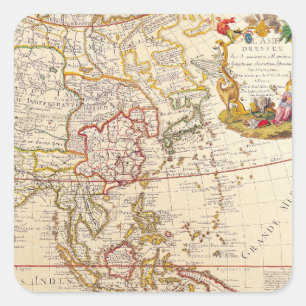 Sticker Carré Antique vieille carte inspirée (6)