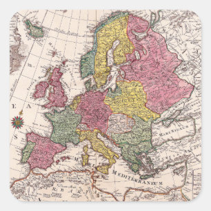 Sticker Carré Antique vieille carte inspirée (9)