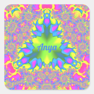 Sticker Carré ANYA ~ Nuances Jaune, Vert, Rose, Bleu