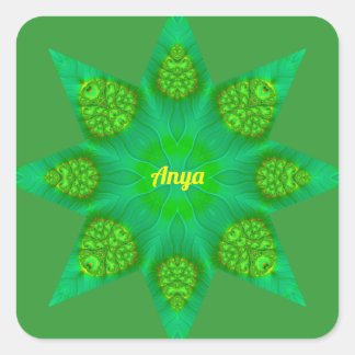 Sticker Carré ANYA ~WOW ! Conception fractale octogonale Green S