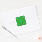 Sticker Carré ANYA ~WOW ! Conception fractale octogonale Green S (Enveloppe)