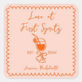 Sticker Carré Aperol Spritz Jouer Chic Main Tirée Bachelorette (Devant)