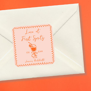 Sticker Carré Aperol Spritz Jouer Chic Main Tirée Bachelorette