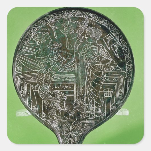 Sticker Carré Aphrodite persuade Helen de suivre Paris à (Devant)