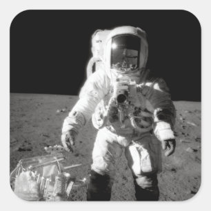 Sticker Carré Apollo 12 Moonwalk