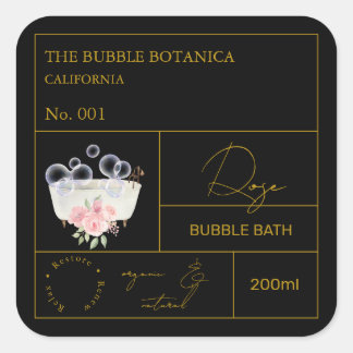 Sticker Carré Apothecary Rose Bubble Bath Label
