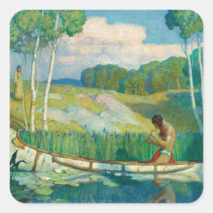 Sticker Carré Appel Amour Indien par Newell Convers Wyeth