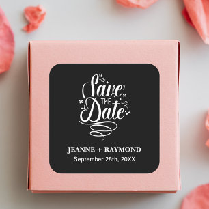 Sticker Carré Appel Romantique Calligraphié Mariage Noir Carte d