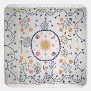 Sticker Carré Applique l'édredon avec Sun, musardez, des étoiles