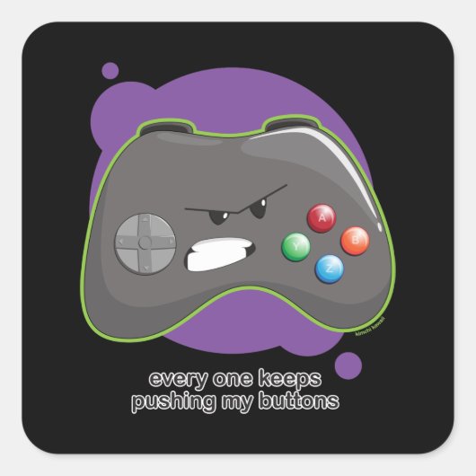 Sticker Carré Appuyer sur mes boutons (Devant)