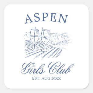 Sticker Carré Après-Ski avec la future mariée Bach Week-end