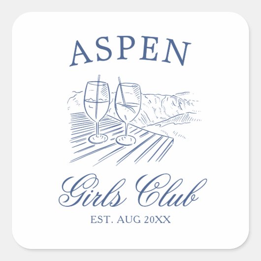 Sticker Carré Après Ski Avec La Mariée Avant Le Bach De Week-end (Devant)