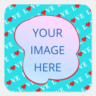 Sticker Carré Aqua Blue LOVE Modern Chic
