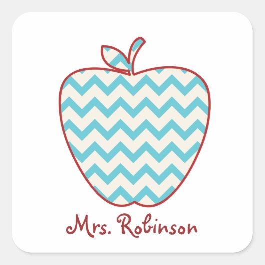 Sticker Carré Aqua Chevron Enseignant Apple (Devant)