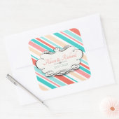 Sticker Carré Aqua & Coral (Enveloppe)