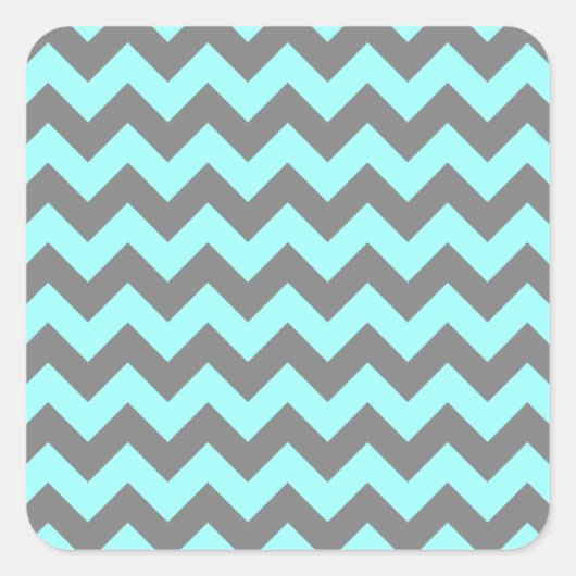 Sticker Carré Aqua et gris Zigzag (Devant)