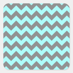 Sticker Carré Aqua et gris Zigzag