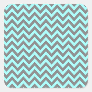 Sticker Carré Aqua et gris Zigzag 2