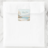 Sticker Carré Aqua Lake Pastel Landscape Wildflower Gold Frame (Sac)