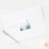 STICKER CARRÉ AQUA PINK SNOWST FOREST STAR PINE NOËL ADRESSE (Enveloppe)