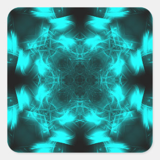 Sticker Carré Aqua Plasma Symmetry Fractal Art