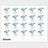 Sticker Carré Aqua Simple Cherry Blossoms Enregistrer la date (Feuille)