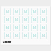 Sticker Carré Aqua Snowflake Cadre de vacances Monogramme (Feuille)