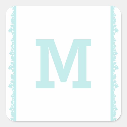 Sticker Carré Aqua Snowflake Cadre de vacances Monogramme (Devant)