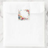 Sticker Carré Aquarell Floral Art Add Your Text Blank Template (Sac)