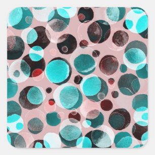 Sticker Carré Aquarelle à pois, motif abstrait.