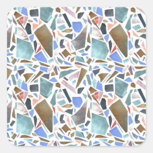 Sticker Carré Aquarelle Abstraite : arrière - plan blanc dessiné