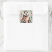 Sticker Carré Aquarelle adorable Otter (Sac)