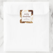 Sticker Carré Aquarelle Ambre or Plaid Joyeux Noël Nom (Sac)
