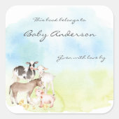 Sticker Carré Aquarelle Animaux de ferme (Devant)