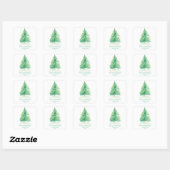Sticker Carré Aquarelle Arbre de Noël Avec Neige Or (Feuille)
