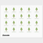 Sticker Carré Aquarelle Arbre de Noël Cadeau Topiaire (Feuille)