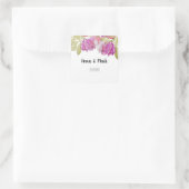 Sticker Carré Aquarelle Art rose Fleurs Monogrammes (Sac)